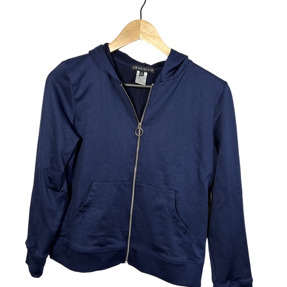 love ellie Tops - Love Ellie Navy Zip Up Hoodie XL Ring Pull Front Pocket